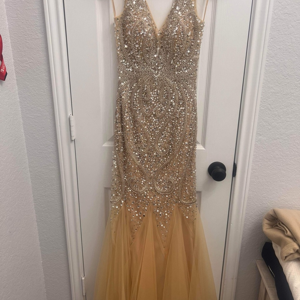 Dazzling Gold Sequin Prom Dress